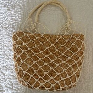 J. Crew Tan and Cream Woven Tote
